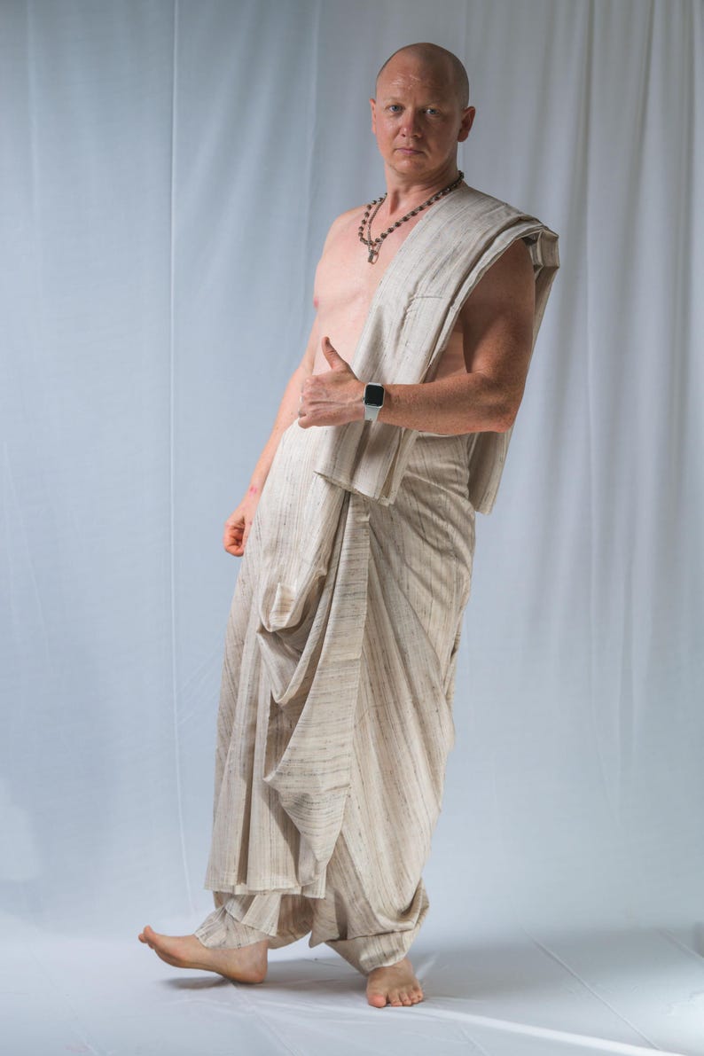 Set Dhoti in pura seta: abbigliamento spirituale in stile Krishna con regalo immagine 4