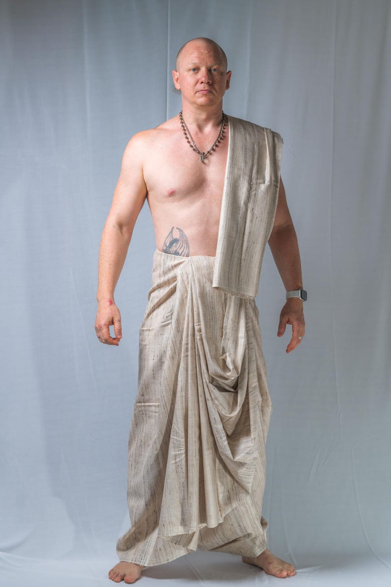 Set Dhoti in pura seta: abbigliamento spirituale in stile Krishna con regalo immagine 10