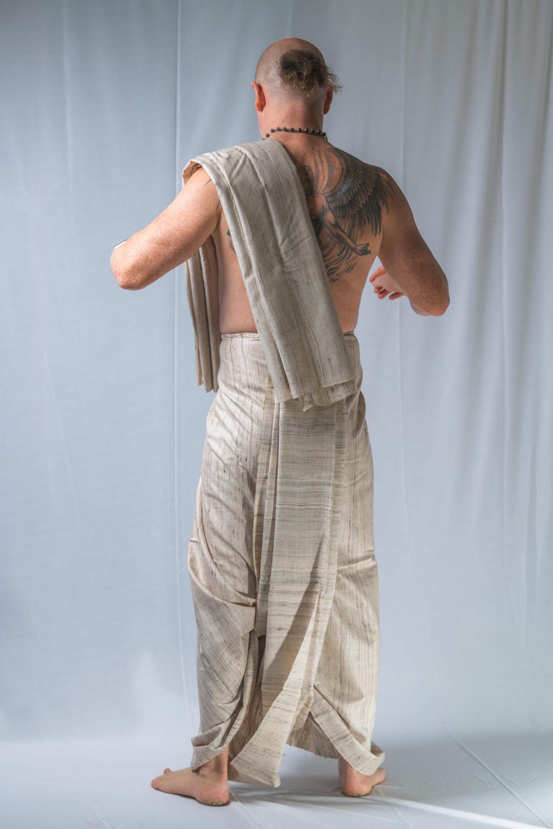 Set Dhoti in pura seta: abbigliamento spirituale in stile Krishna con regalo immagine 2