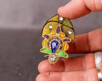 Exquisite Decorative Peacock Feather for Lord Krishna to decorate your altar, a Krishna-style Altar