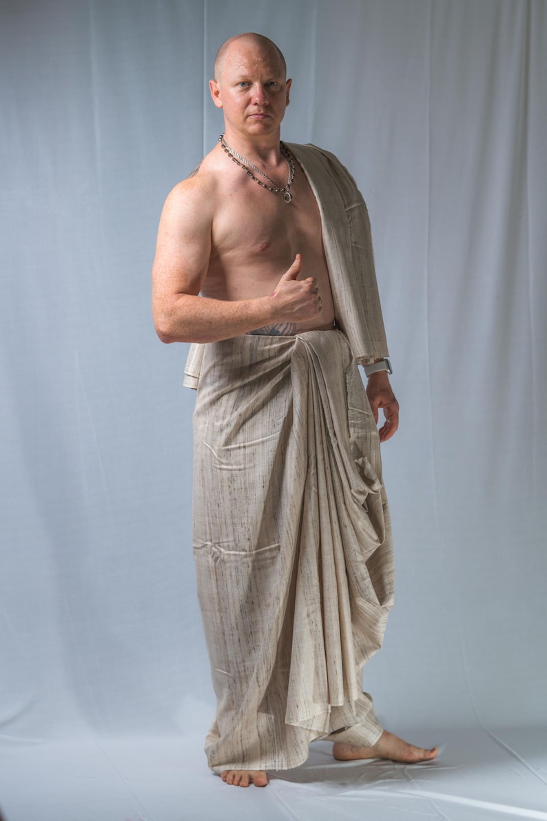 Set Dhoti in pura seta: abbigliamento spirituale in stile Krishna con regalo immagine 6