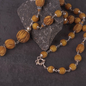 Original  Pure Silver Lotus  Tulasi mala 1 round   -Handmade tulsi kanthimala Hare Krishna mala.