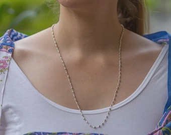Original reines Silber Tulasi Mala 1 Runde - Handgefertigte Tulsi Kanthimala Hare Krishna Mala.