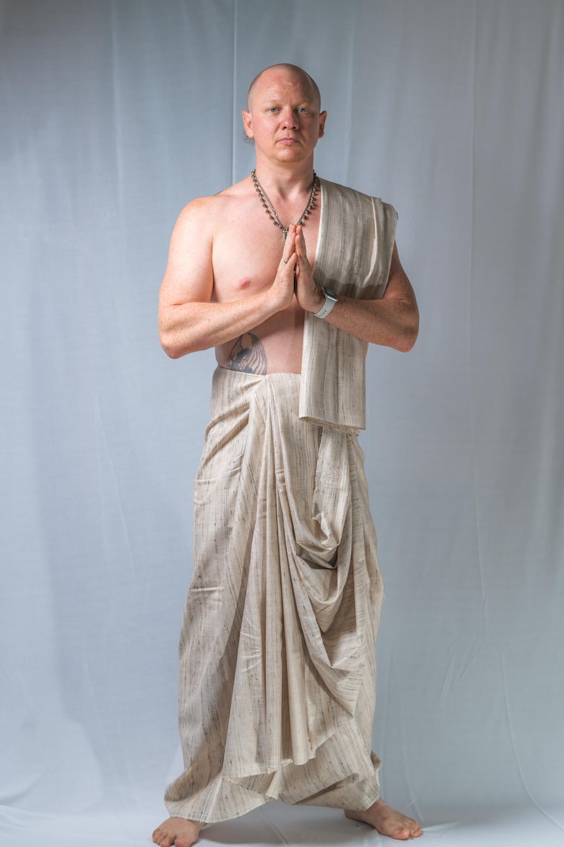 Set Dhoti in pura seta: abbigliamento spirituale in stile Krishna con regalo immagine 8