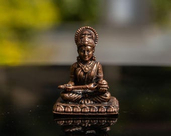 Copper Murti of Small Annapurna Devi, Hare Krishna idol, Krishna form