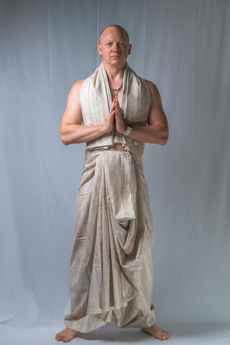Set Dhoti in pura seta: abbigliamento spirituale in stile Krishna con regalo immagine 13