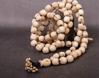 Japa Mala Tulasi fatto a mano: 108 grani, legno di basilico sacro