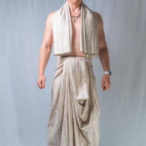 Set Dhoti in pura seta: abbigliamento spirituale in stile Krishna con regalo immagine 12