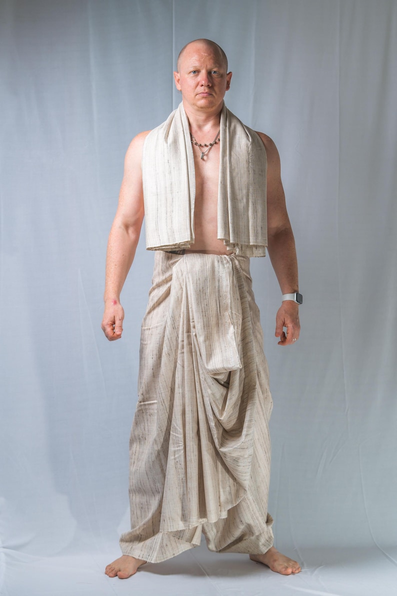 Set Dhoti in pura seta: abbigliamento spirituale in stile Krishna con regalo immagine 12