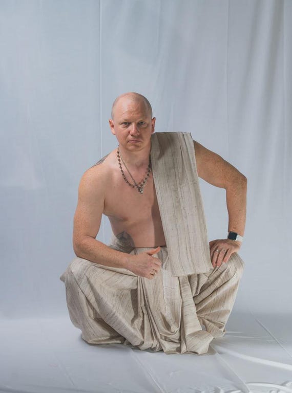 Pure Silk Dhoti Set: Krishna Style Spiritual Clothing with Gift