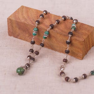Unisex Original  Pure Silver Tulasi mala 1 round  - Handmade tulsi kanthimala Hare Krishna mala.