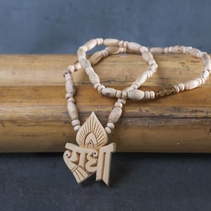 Pure Tulasi mala 1 round with Original style and Radhe name pendant  -Handmade tulsi kanthimala Hare Krishna mala.