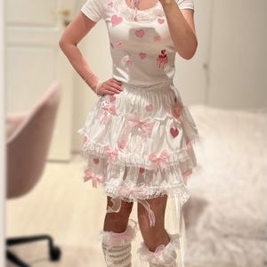 Handmade Kawaii Cottagecore Outfit: Pink Lace, Bows & Hearts
