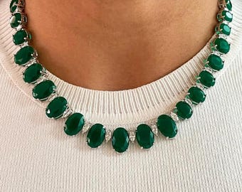 Gargantilla verde esmeralda con diamantes americanos, joyería nupcial de Bollywood