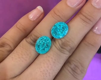 Turmalina Paraíba de 8 x 10 mm de corte ovalado, piedra preciosa suelta azul neón, Paraíba azul eléctrico para anillo de compromiso de lujo y joyería llamativa.