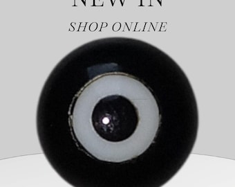 Piedra preciosa de ojo turco de ónix negro natural tallada a mano, única, redonda, para protección, ideal para joyería talismán y declaración espiritual.