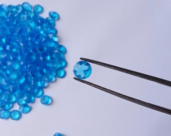 Topacio azul cielo natural de 5 mm, redondo, talla brillante, gema suelta de calidad AAA, topacio azul radiante facetado para anillo de compromiso y oreja de aniversario.