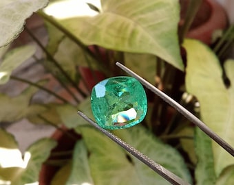 Esmeralda rusa 100% natural - Gema suelta de talla cojín de 10 mm - Piedra Panna verde intenso para anillo - Joyería de piedra natal de mayo