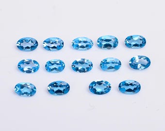 Aguamarina natural de 7 × 5 mm, talla ovalada facetada, color azul cielo, gema suelta de alta calidad AAA, ideal para anillos de compromiso y joyería.