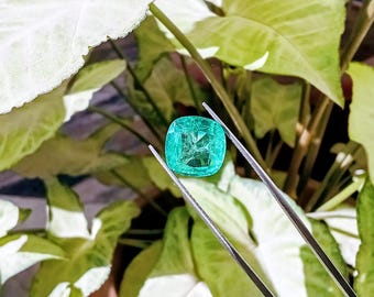 Esmeralda rusa 100% natural - Gema suelta de talla cojín de 10 mm - Piedra Panna verde intenso para anillo - Joyería de piedra natal de mayo