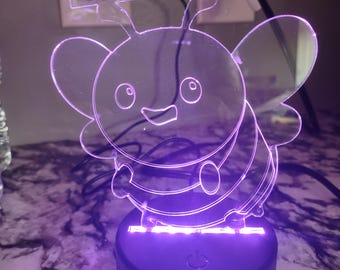 personalized bee led nightlight with color changing lightbase