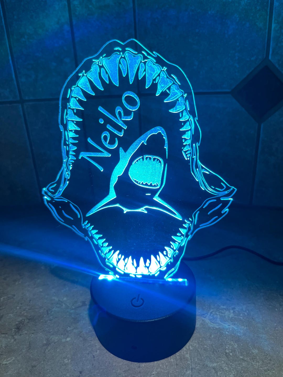 Led Design Shark Custom Shark Jaw Great White LED Light Display Personalized Name Laser ...
