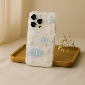 Clear Ocean Fish Seashell Phone Case for iPhone 11, 12, 13, 14, 15, 16 Series Cute Clear Cover