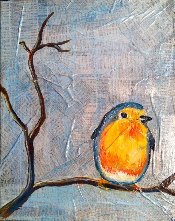 Items similar to Original Mixed Media 11x14 Bird Painting on Etsy