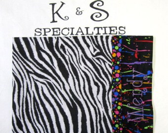 Contemporary Pillowcase Made With Zebra Fabric/Super Classy Brightly Colored Cuff To Be Personalized/Gift:Birthday, Holidays/Fun Unique Gift