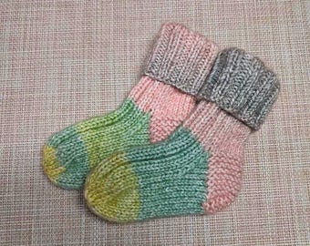 Hand Knit Baby Wool Socks. Warm Toddler Socks