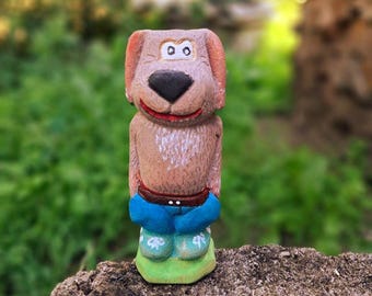 Hand carved wooden dog figurine: Rustic Forest Nursery Decor