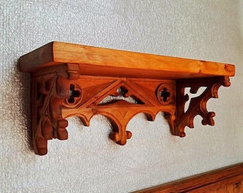 Hand Carved Wooden Shelf