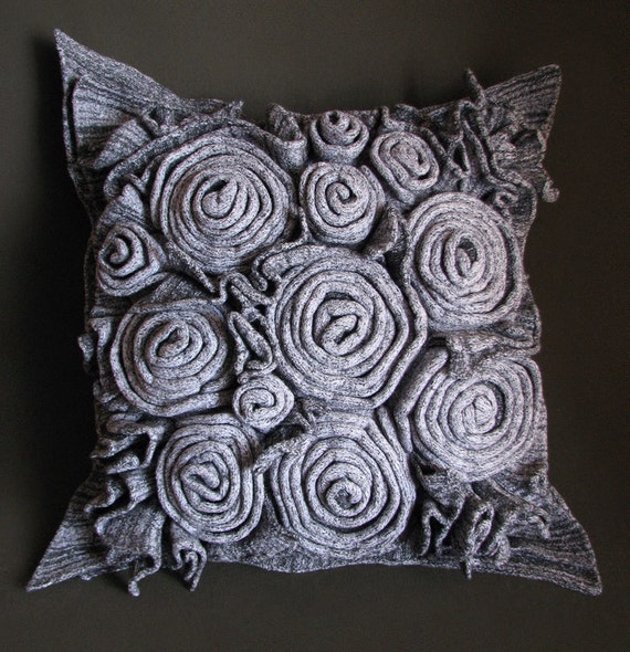 Items similar to MADE TO ORDER Felted Pillow Cover with Roses 100