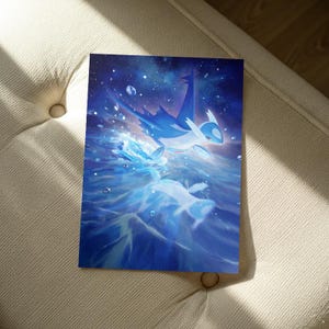 Lateos Full Art Poster Print | Pocket Monster Ruby Sapphire Emerald Hoenn | 16x20 Gaming Decor | Dragon Psychic Type Gen 3 Gift