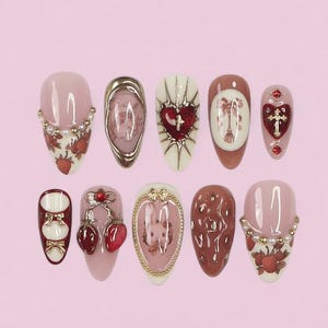 Sculptural Press On Nails,Vacation Press On Nails with Leopard Print and 3D Flowers,Intricate 3D Mosaic Nail Art,Handcrafted Statement Nails