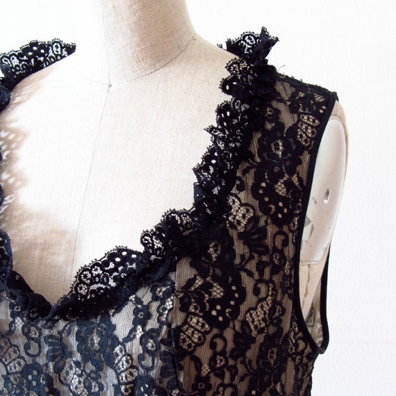 Vintage 60s nightgown chantilly lace illusion Vani