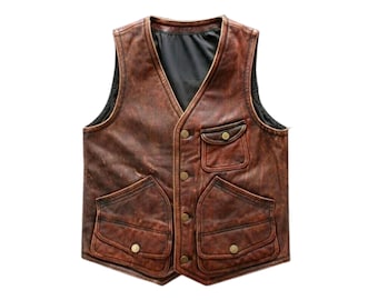Leather Men Biker Vest