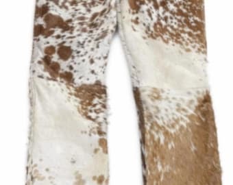 Men's Hair-On Cowhide Leather Pants – Western Style Trousers
