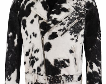 Cowhide leather men's jacket