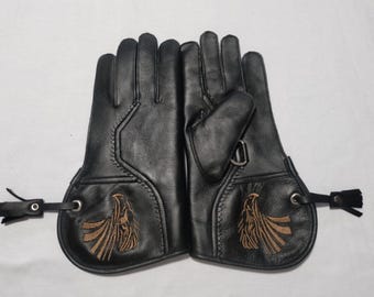 Cowhide Falconry Glove: Bird Handling Training, Secure D-Ring