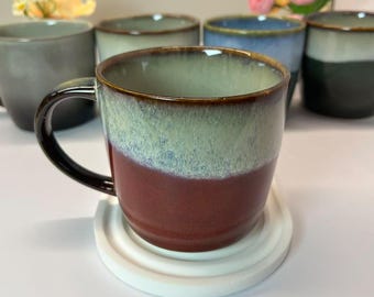 Handmade Two - Tone Glaze Ceramic Coffee Mugs, Artisan Drinkware
