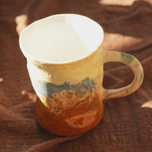 Handmade Ceramic Mug – Rustic Multicolor Glazed Pottery Cup – Large Coffee or Tea Mug – Unique Gift for Birthday, Christmas, Housewarming