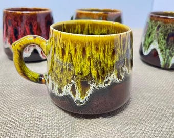 Handmade Drip Glaze Coffee Mug (350ml) - Rustic Ceramic Pottery
