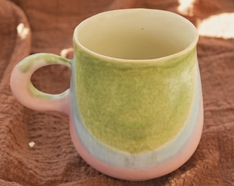 Handmade Ceramic Mug: Speckled Green & Orange Glaze Pottery