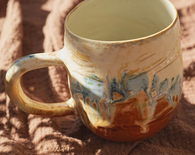 Handmade Ceramic Coffee Mug: Rustic Glazed Pottery, 300ml