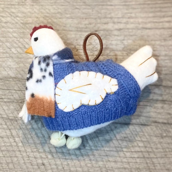 Sweater Weather-Felt Chicken Ornament