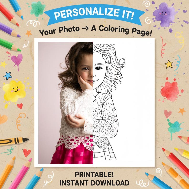 Custom Coloring Pages From Photo, Custom Sketch Coloring Page, Custom ...