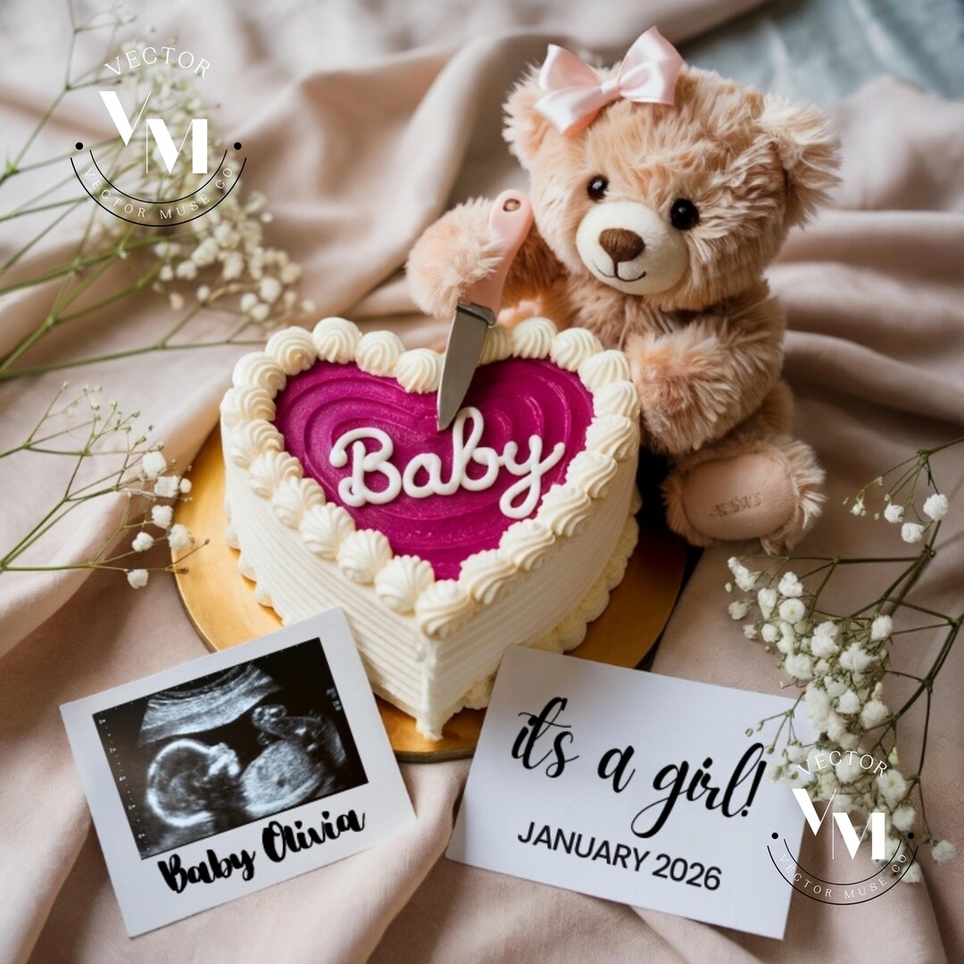 Girl Cake Pregnancy Announcement, Baby Girl Gender Reveal, It’s a Girl — free download