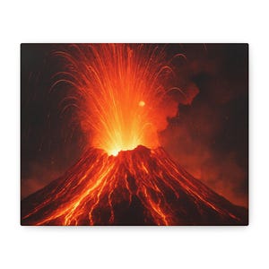 Volcanic Eruption Canvas Art, Wall Decor, Home Aesthetic, Nature-Inspired Gifts, Gift for Volcano Lovers, Unique Artwork