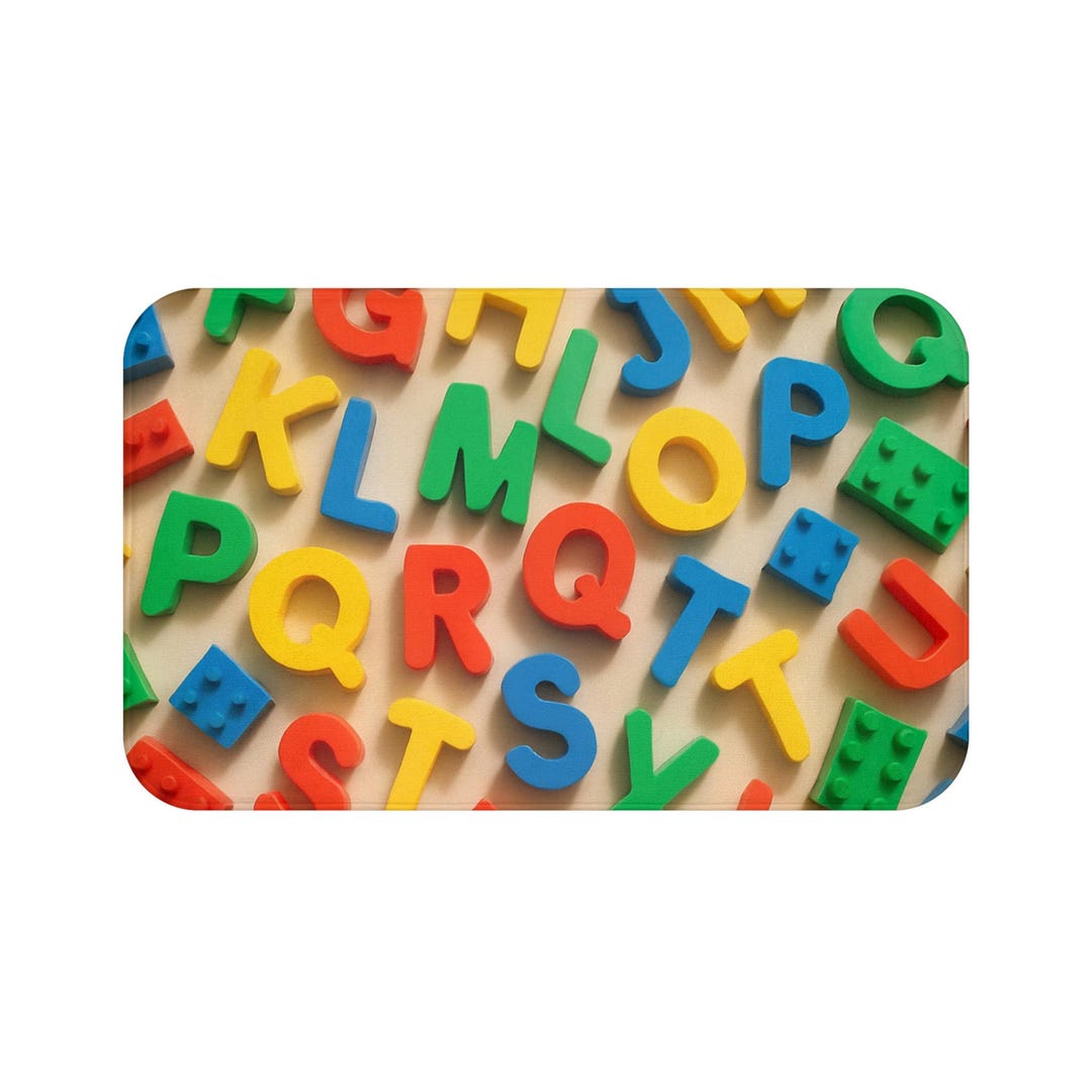 Colorful Alphabet Bath Mat, Kids Bathroom Decor, Playful Bath Mat ...